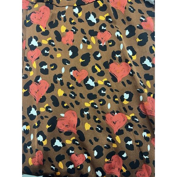 Liquorish Wrap Maxi Dress US 6 Brown Leopard Heart Print Kimono Sleeve Boho - Picture 4 of 7